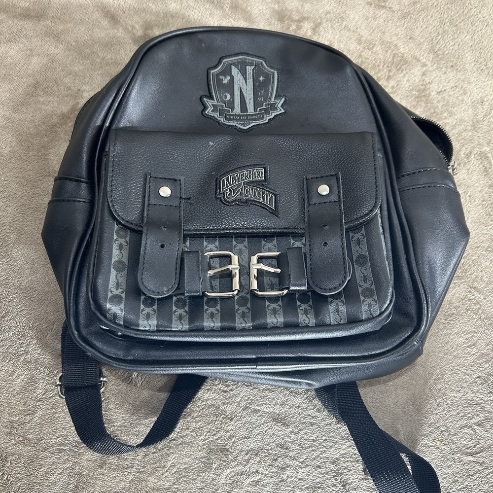 Wednesday Netflix Nevermore Academy Faux Leather Mini Backpack